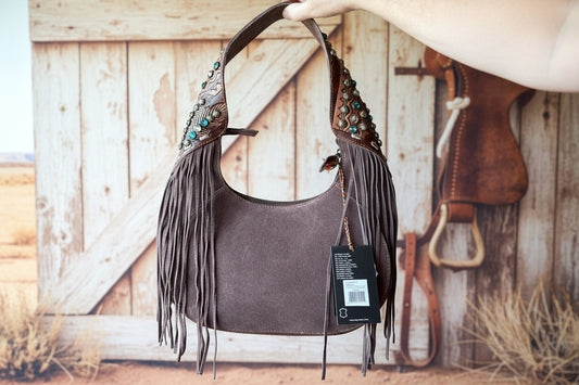 Dan Myra Sierra Grove Hand tooled Leather Bag in Deep Espresso