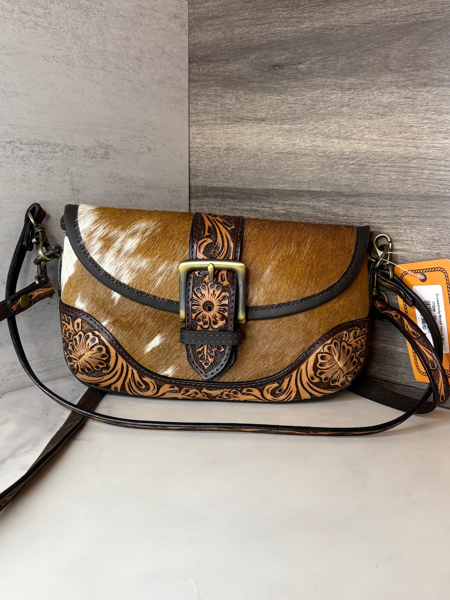 Cowhide Brown leather crossbody bag