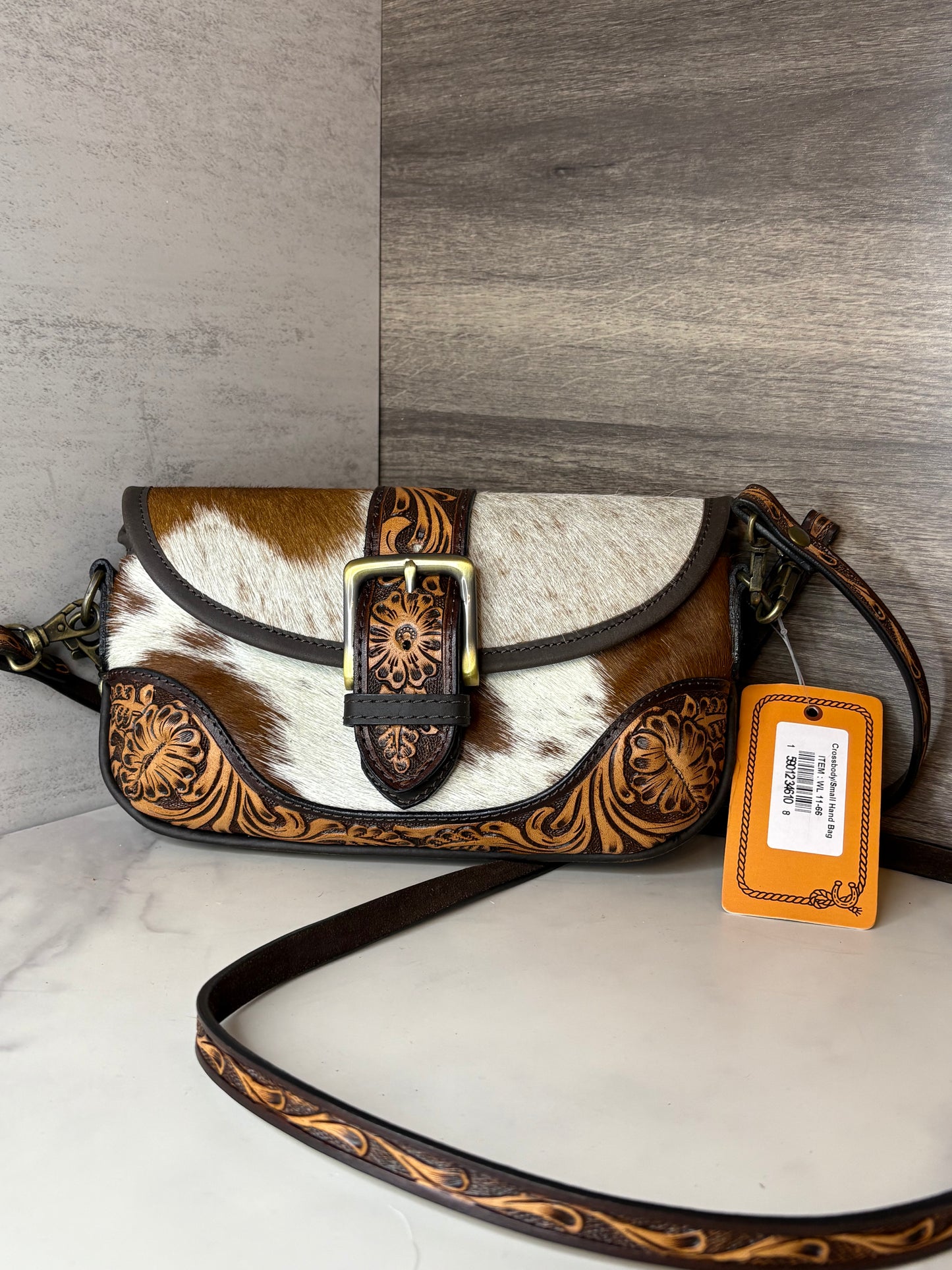 Cowhide Brown leather crossbody bag