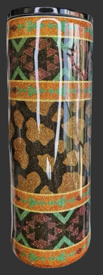 Harvest Cow print Glittered 20 oz Tumbler