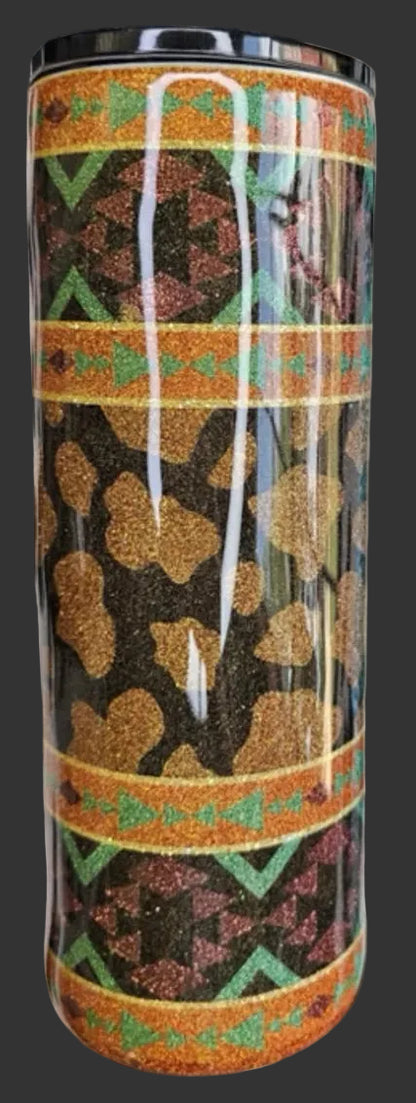 Harvest Cow print Glittered 20 oz Tumbler