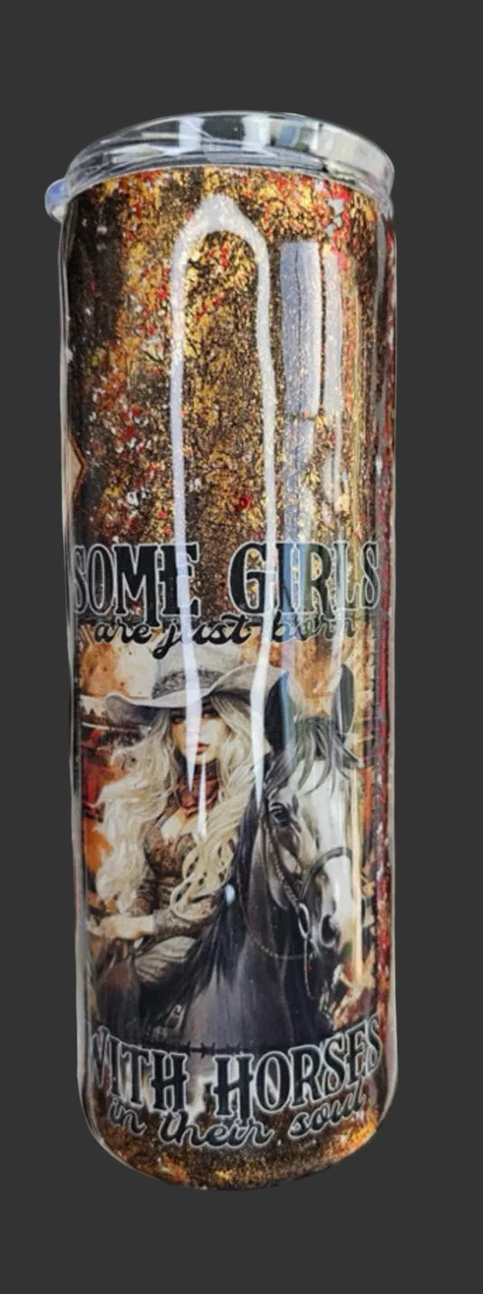 Born with horses 20 oz. Tumbler