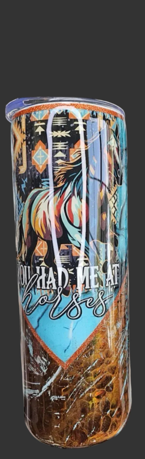 You had me at horses-distressed 20 oz. tumbler
