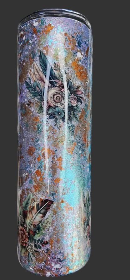 Foiled Feathered Floral 30 oz. tumbler