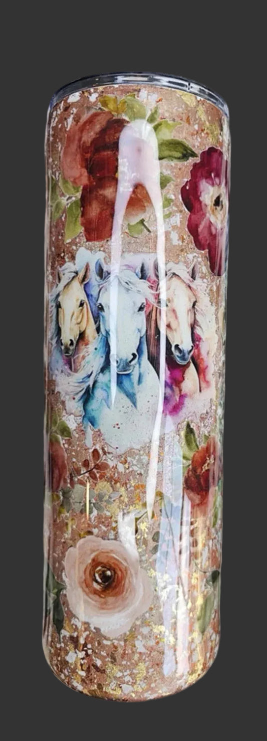 Floral Horses 30 oz tumbler