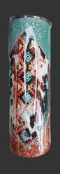 Ombre Glitter Red and Turquoise 30 oz.  tumbler