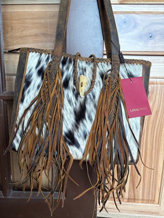 Loyal West Hide and Fringe Medium Cowhide Purse