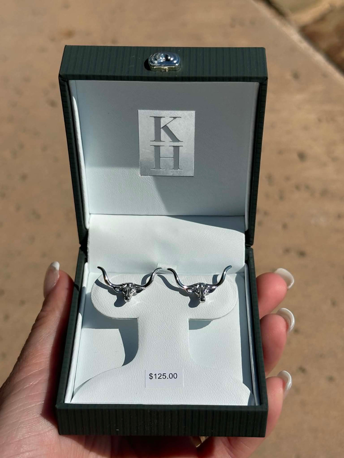 KH Sterling Silver Longhorn Stud Earrings