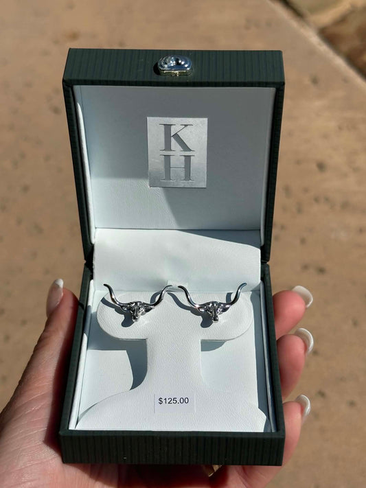 KH Sterling Silver Longhorn Stud Earrings