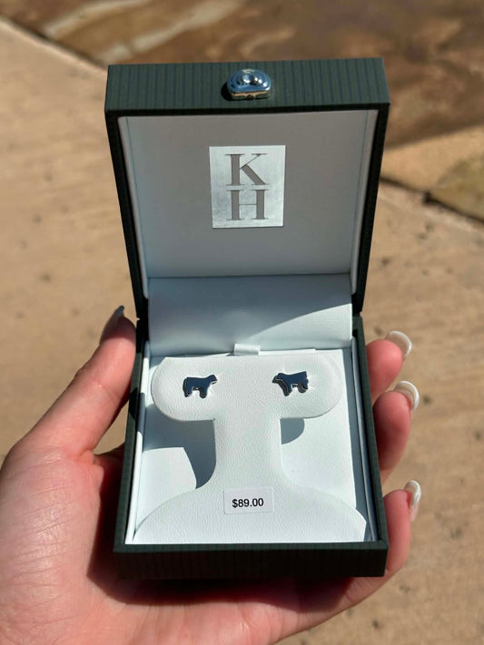 KH Sterling Silver Show Steer Stud Earrings