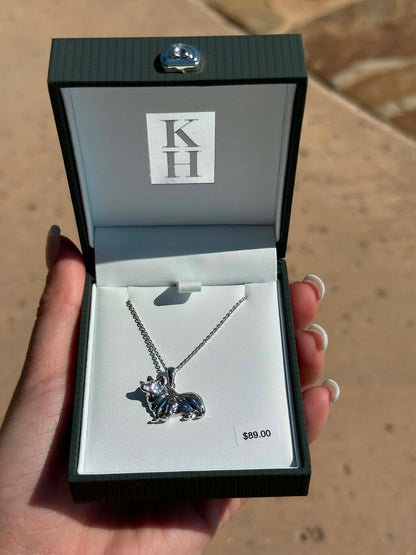 KH Sterling Silver Dainty Corgi Necklace