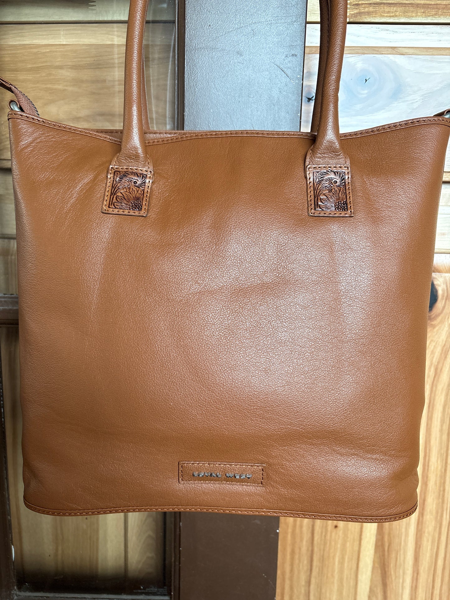 Loyal West Drover Large Bag Brown-Brown Tooled Leather and Calfskin