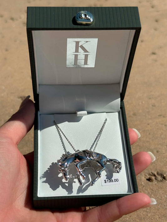 KH Sterling Silver Bucking Bronc Necklace