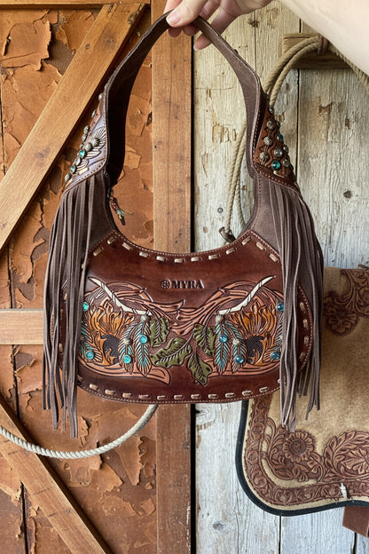 Dan Myra Sierra Grove Hand tooled Leather Bag in Deep Espresso