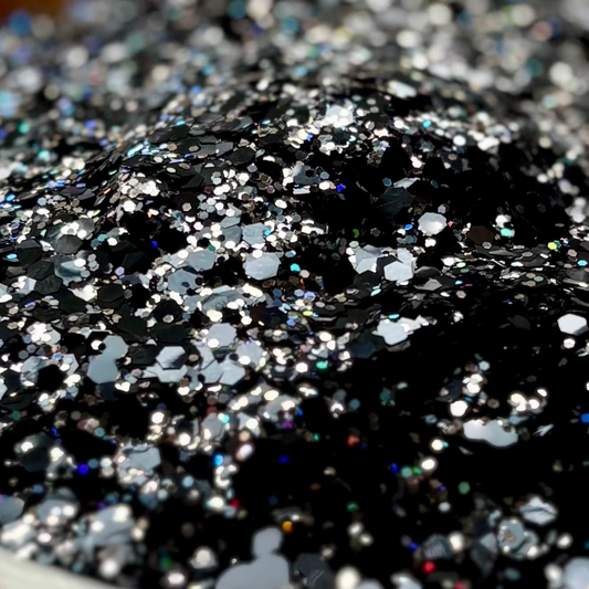Black and silver mixed glitter.
