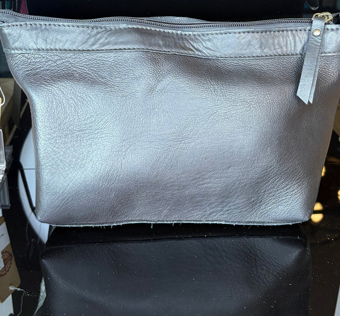 Black Leather crossbody purse