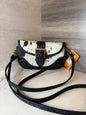 Cowhide black leather crossbody bag