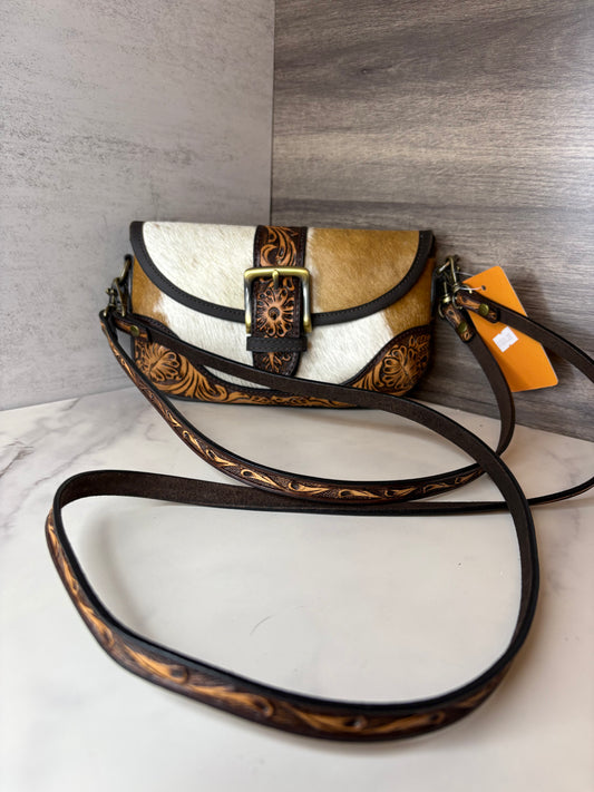 Cowhide Brown leather crossbody bag