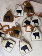 Cowhide Mama cow keychain