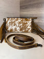 Crossbody cowhide bag with fringe