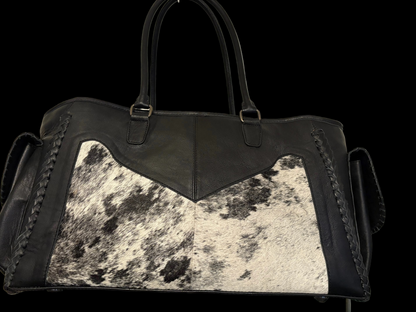 Black and white cowhide XL Duffle bag