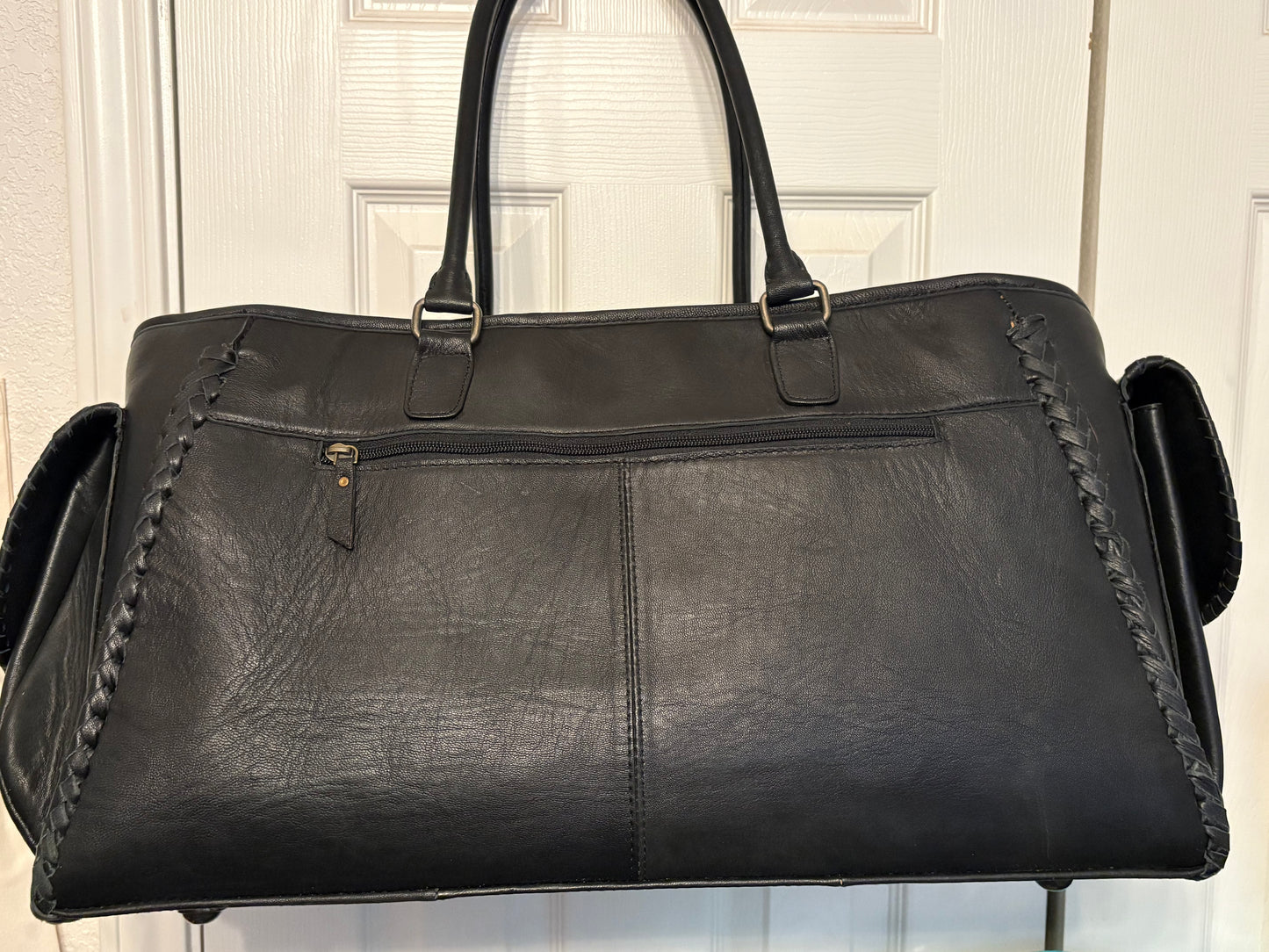Black and white cowhide XL Duffle bag