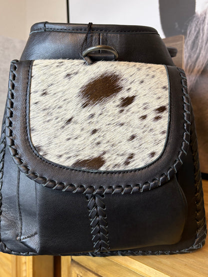 Black and white cowhide XL Duffle bag