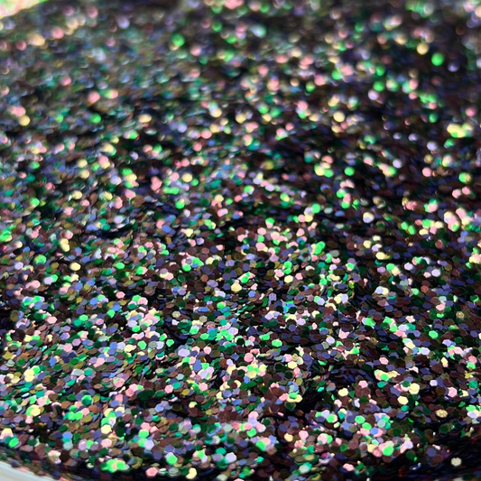 Mixed Glitter with shades of purple, rose gold, green, and pink.