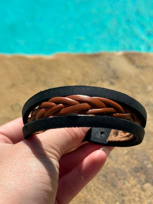 Pranee Two-Tone Layered Leather Bracelet