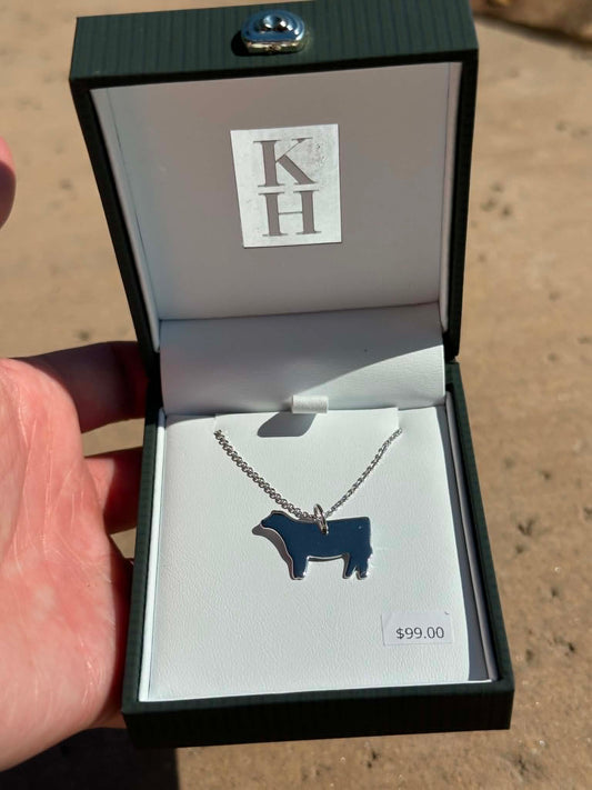 KH Sterling Silver Stock Show Steer Necklace