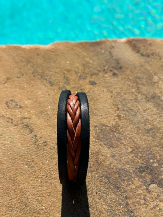 Pranee Two-Tone Layered Leather Bracelet