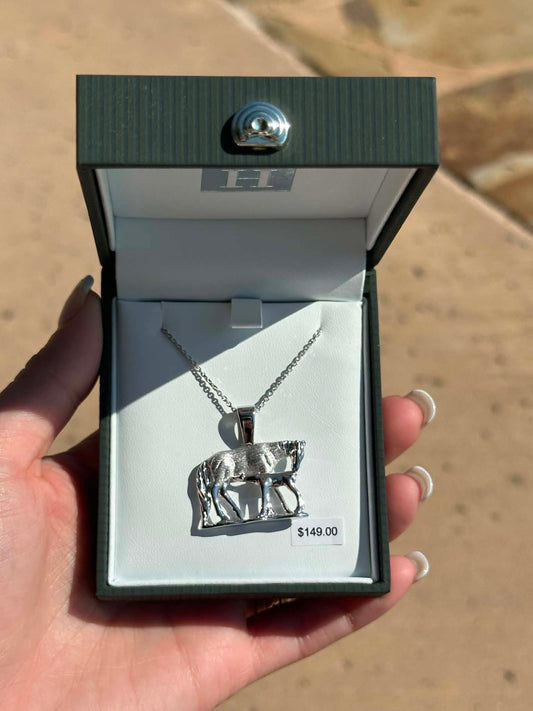 KH Sterling Silver Mare & Foal Necklace
